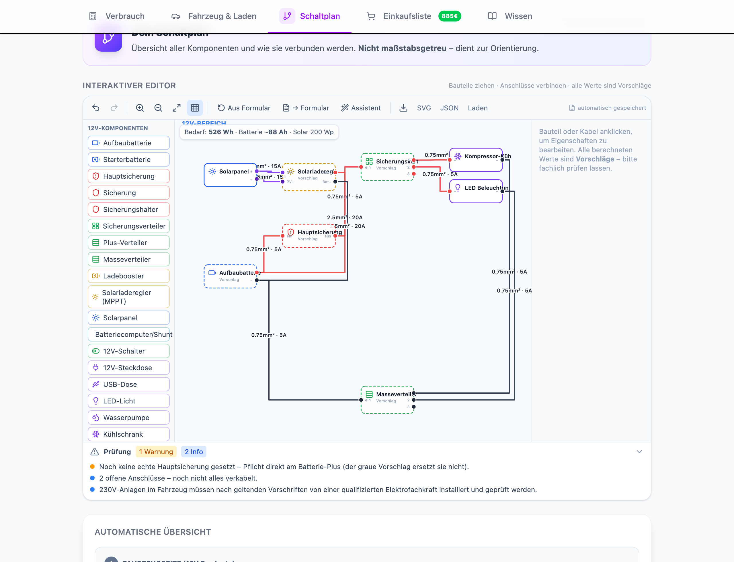 Elektrik-Planer: Interaktiver Schaltplan-Editor mit Live-Sicherheitsprüfung (NEU in v1.2)