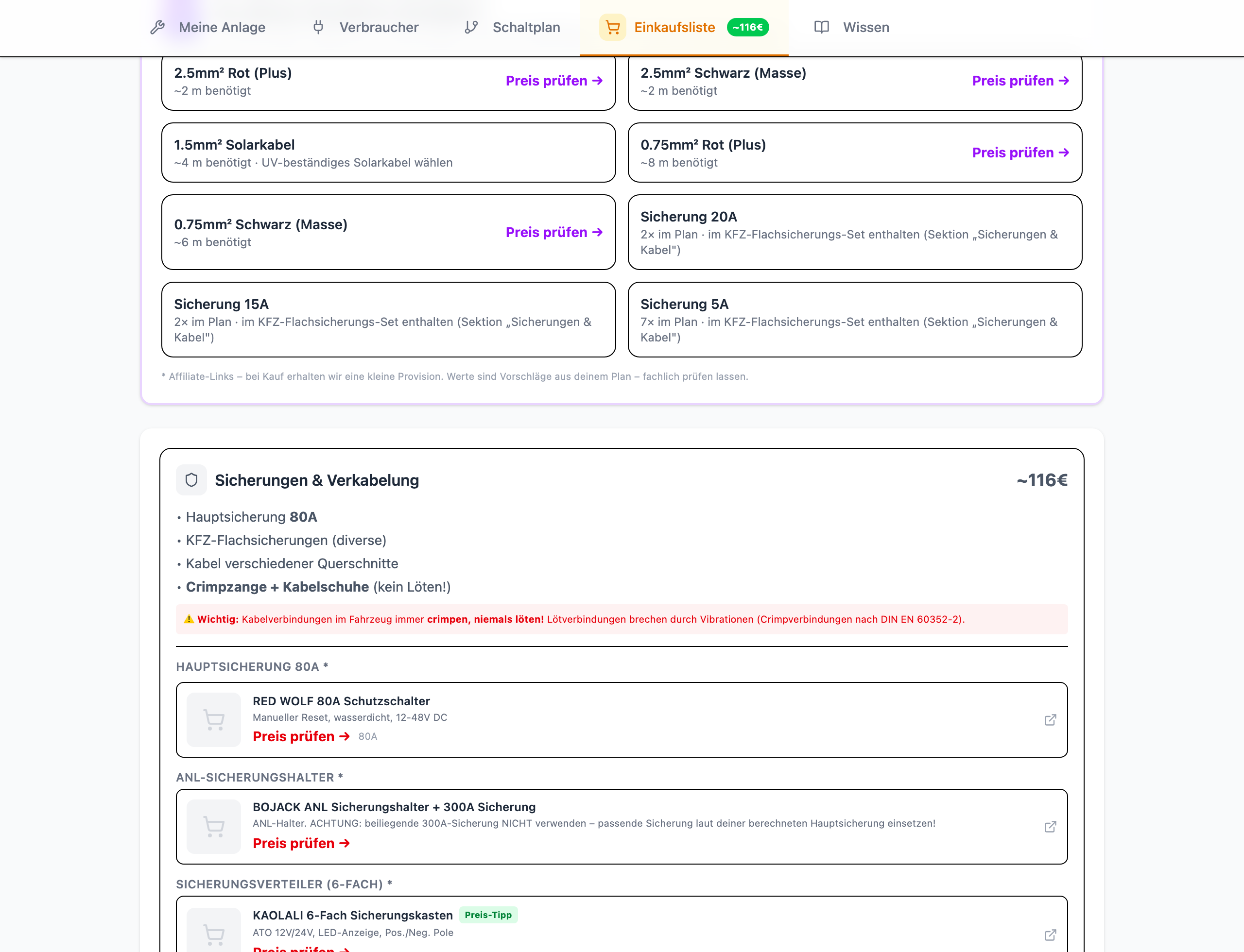 Elektrik-Planer: Einkaufsliste mit Stückliste direkt aus dem Schaltplan